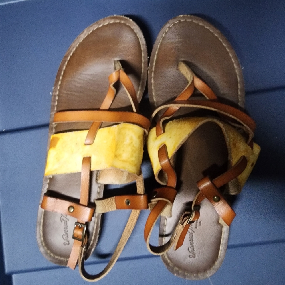 Brown and Yellow Leather Sandals